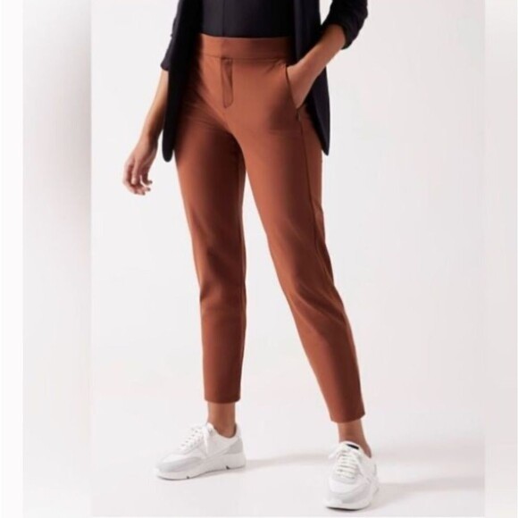 Athleta Women’s Burnt Orange Stellar Skinny Trouser in Ancient Mahogany Size 10 - Picture 1 of 11